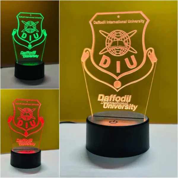 Customizable Gearup Multicolor Acrylic Night Lamp – School, College, or University Logo – Black